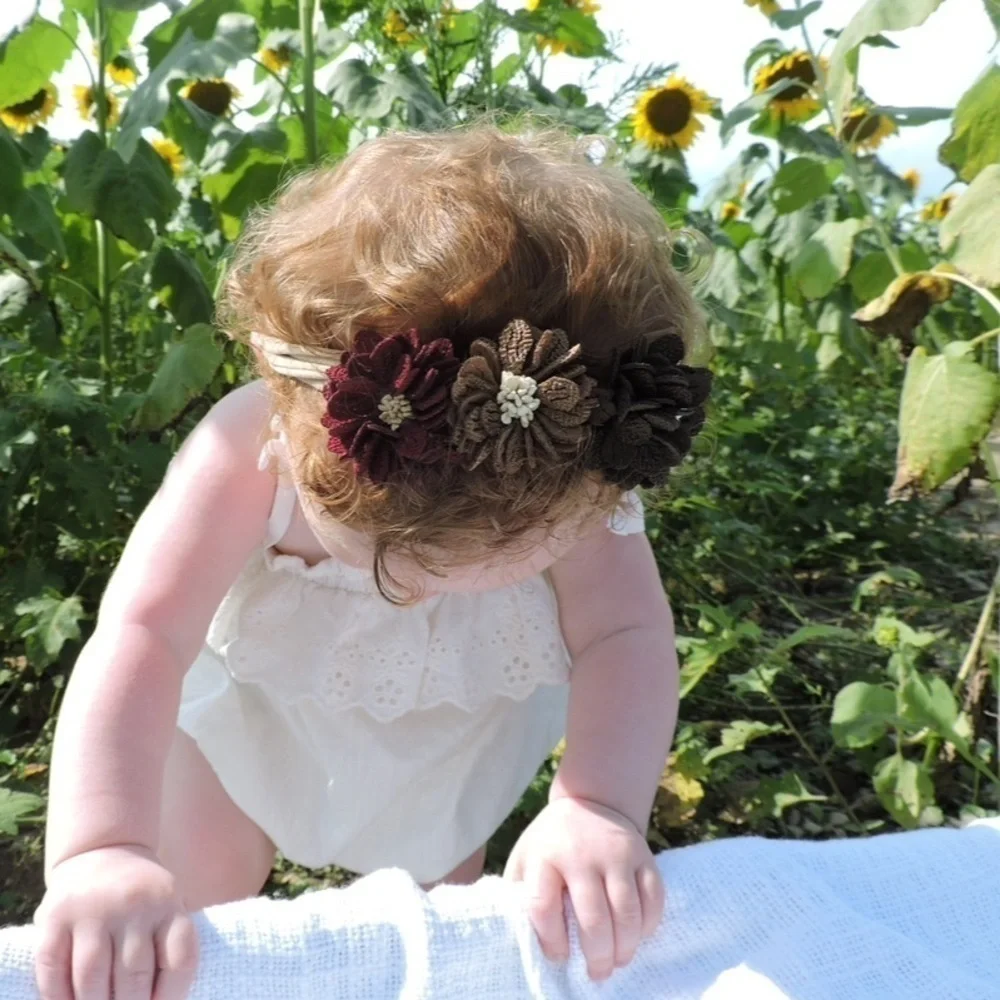 Set Of 3 Infant/Toddler Flower Stretchy Headbands